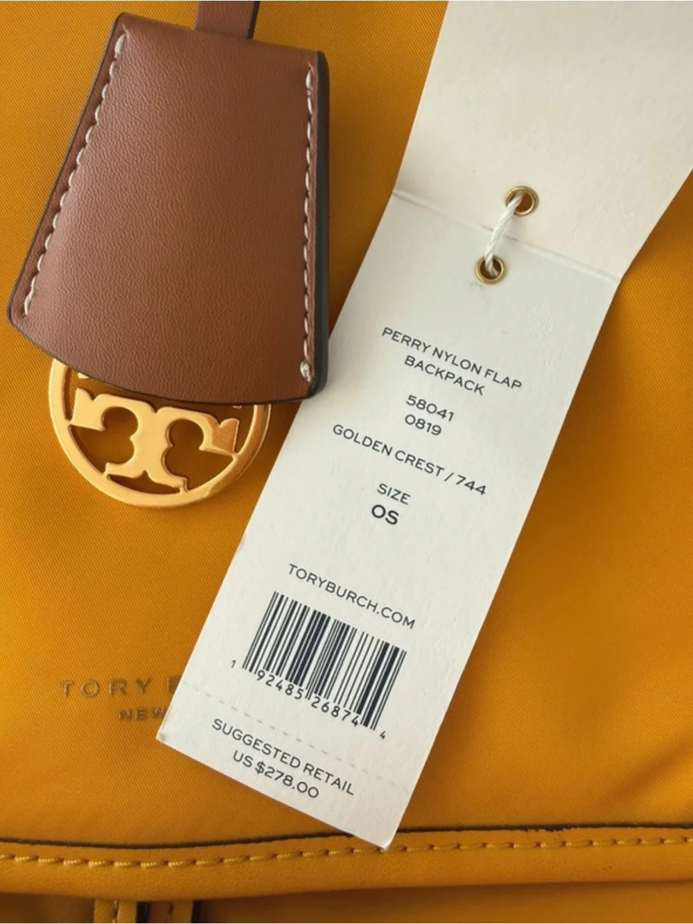 Tory Burch Mustard Yellow Buckle Pocket Backpack